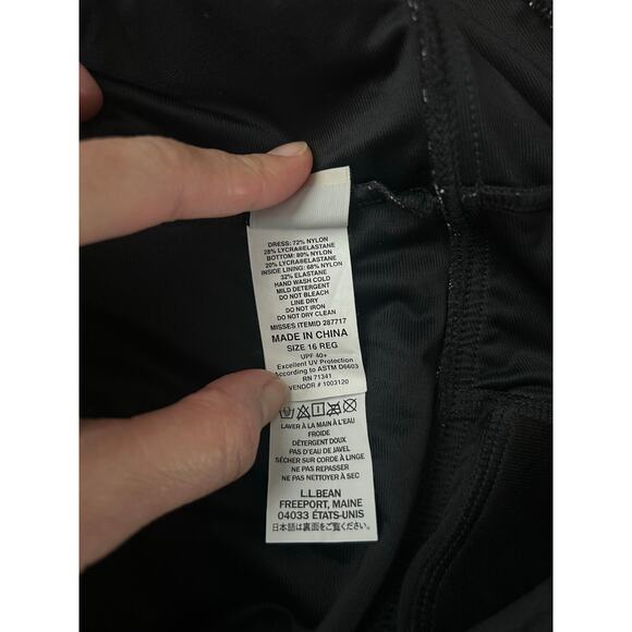 L.L. Bean Women’s Mono Halter Black White Swim Wear Dress SZ 16 - Picture 6 of 6